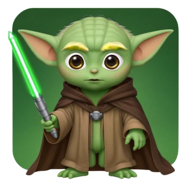 Baby yoda holding a laser pointer sticker