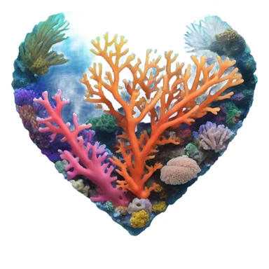 Colorful ocean Coral reef in a the shape of a heart sticker