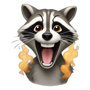 Raccoon opening mouth with smoke coming out sticker