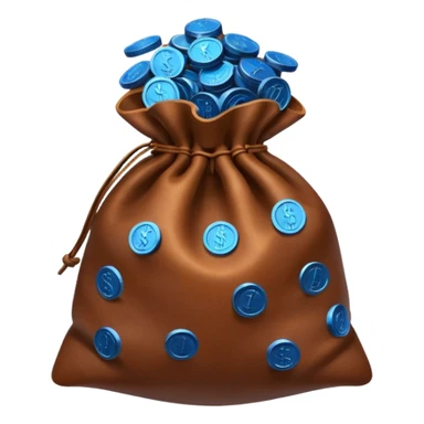 brown money bag of blue coins sticker