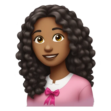 pretty brown woman with long mid length black curly hair with pink ribbon with bible  sticker