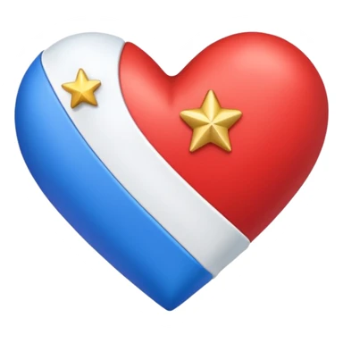White ribbon wrapped red and blue heart Gold star sticker