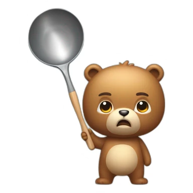 really angry and offended cute cuddly bear toywith a frying pan in hand sticker