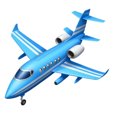 A compact jet with a blue-striped body and angled wings, climbing upward with steady power.
 sticker