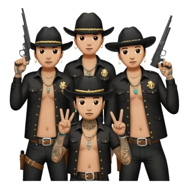 Norteño gang with numbers 14, hand gang signs and guns sticker