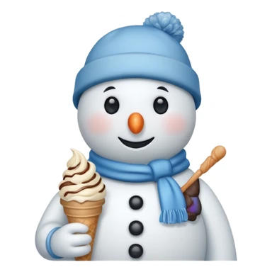 snowmen holding ice cream single snowmen with winter cap sticker