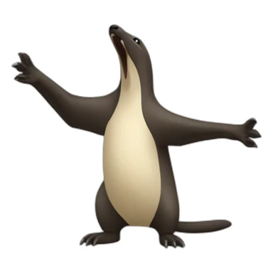 anteater arms wide open, as in defense position, up towards the sky sticker