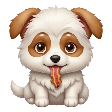 maltese dog face small puppy with brown eyes bacon in mouth  sticker