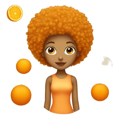 Orange Afro light skin girl sticker