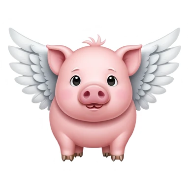 A Pig what can fly with a big white wings sticker