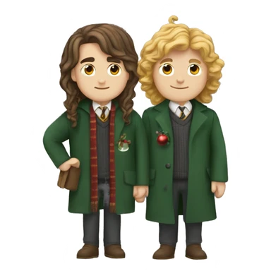 Christmas tree Harry Potter style and two best friends who are Write and have half long Brown hair in the 40’s sticker