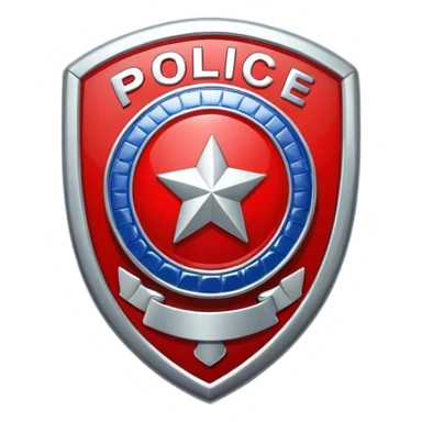 Red police badge with a huge « P » in the middle sticker