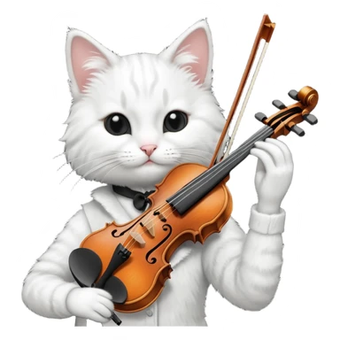 white cat play violin sticker