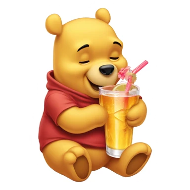 Winnie the Pooh with a drink sticker