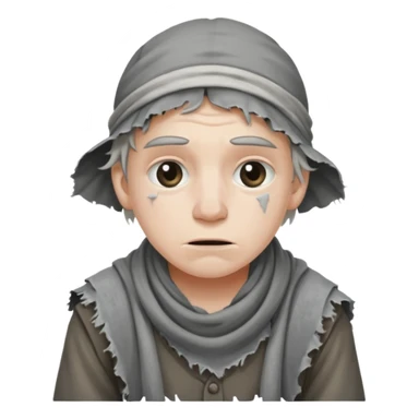 Poor Victorian laborer cowering dressed on rags sticker