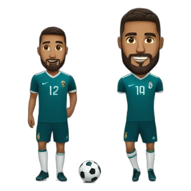 brown man with a beard playling footbal with ronaldo sticker