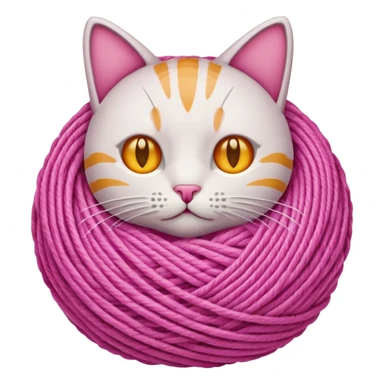 ball of yarn, pink, cat sticker