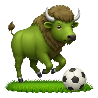 Green bison playing soccer sticker