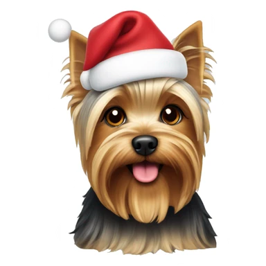 Yorkshire Terrier with Santa hat sticker
