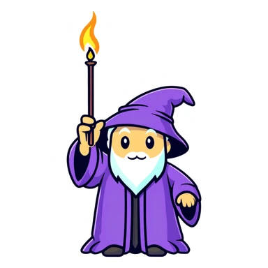 wizard hand casting spell with glowing magic wand sticker