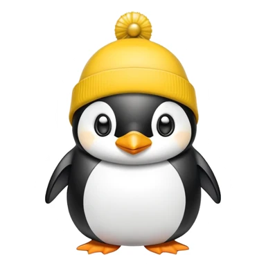 Singing penguin yellow beanie bell sticker