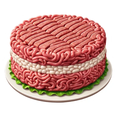 raw ground meat object icon, fresh minced beef, 3D cartoon, mobile game icon style, clean background, soft shadow, no text, no watermark sticker