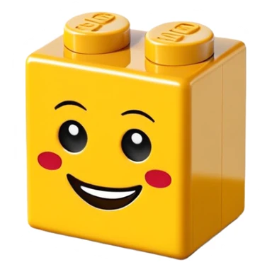 A single Lego-style brick with a cute smiling face sticker