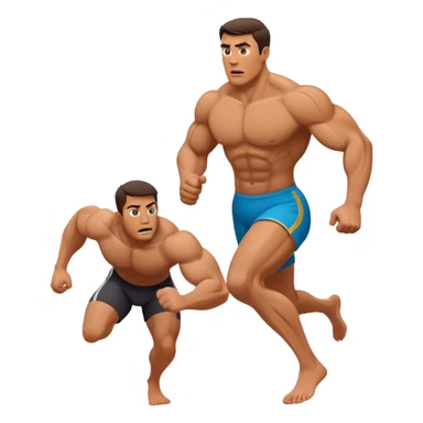 a muscular man afraid and running from his wife sticker