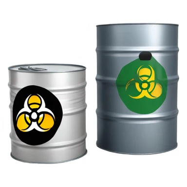 Biohazard symbol on a metal barrel sticker