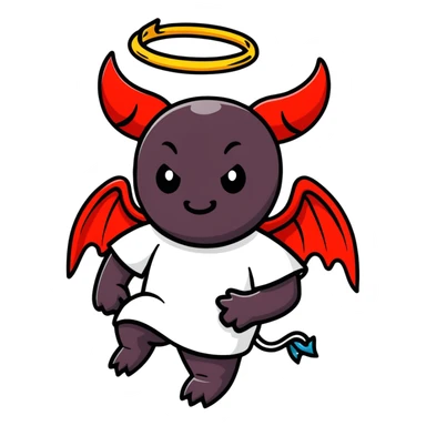 devil with angel halo sticker