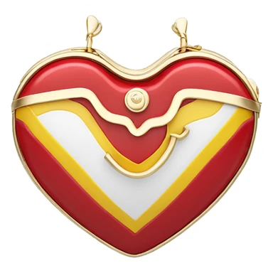  beautiful and delicate heart shaped purse with a Summer Core, in white, bright crimson red and yellow gold colors sticker