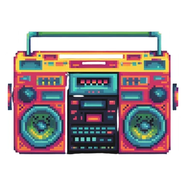 boombox with 1980s vibe, bright colors sticker