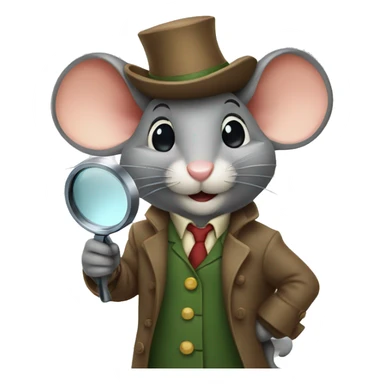 mouse detective holding a magnifying glass sticker