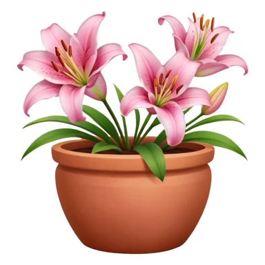 pink lily flowers in a clay pot sticker
