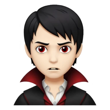 Boy, Vampire, Black Hair, medium long, emo, dark, spooky, brown skin sticker