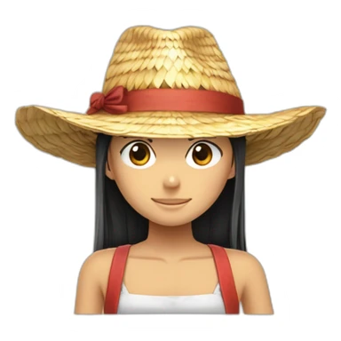 Tête de Luffy en fille avec des cheveux longs et son chapeau de paille sticker
