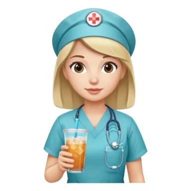 nurse holding icey drink sticker