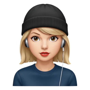 taylor swift wearing beanie, wearing wired earphones sticker