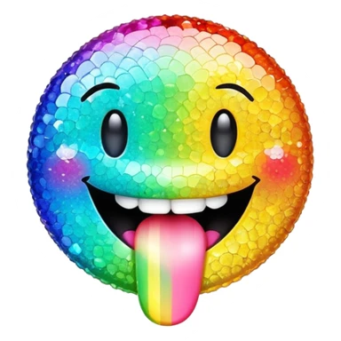 Rhinestone Smiley sticking out her rainbow tongue sticker