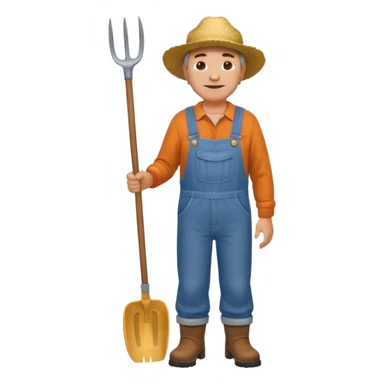 Farmer with Straw Hat
A middle-aged farmer wearing overalls and boots, holding a pitchfork or a bundle of hay. sticker