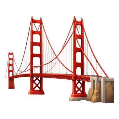 Cinematic Realistic Golden Gate Bridge Landmark Emoji, depicted with the iconic suspension bridge rendered with rich detail and vibrant, dynamic lighting. sticker