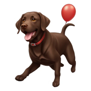 Happy-chocolate-labrador-playing-with-flying-baloon sticker