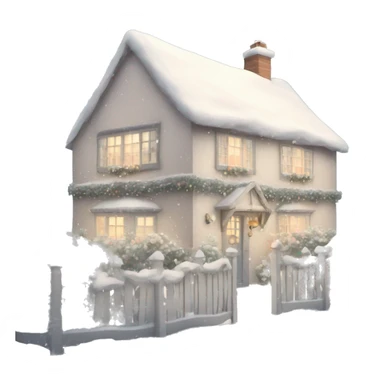 Shabby chic style English Christmas cottage with snow sticker