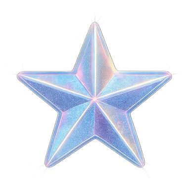 tiny holographic star, glamorous and stylish, no background sticker