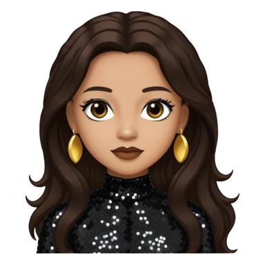 Vesta Williams, R&B Singer with long dark brown hair, black sequin outfit sticker