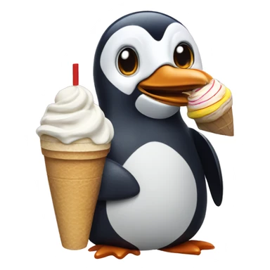 penguin having ice cream and club mate sticker