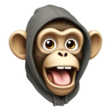 A monkey wearing a hoodie sticking out its tongue ￼ sticker