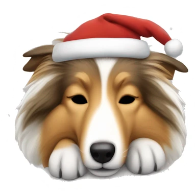 sleeping shetland sheepdog christmas sticker