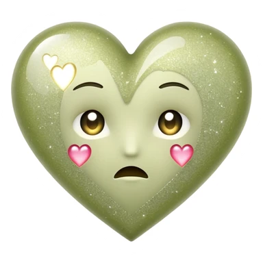 Pale olive broken heart with sparkles  sticker