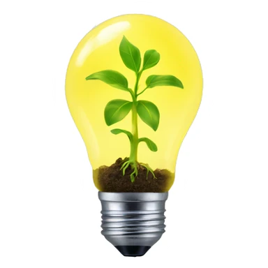 a plant sprout inside a yellow glowing idea lightbulb sticker